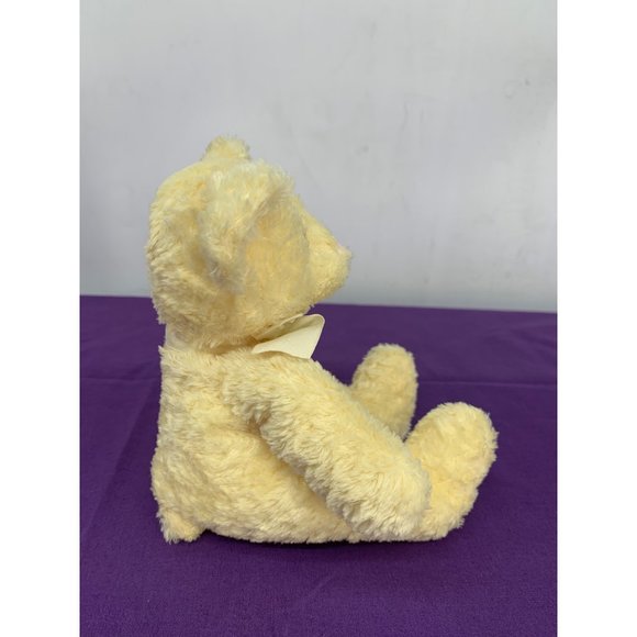 Aurora 6 Inch Sitting Bear Yellow with yellow bow plastic black eyes pellets - Picture 2 of 10
